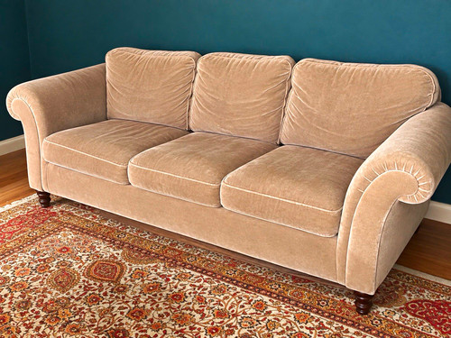 Beige velvet seater sofa - velvet,