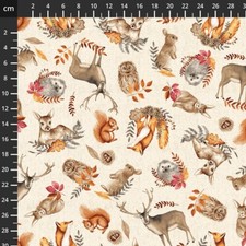 Fat Quarter Studio E Foliage & Fur Coats Deer Squirrel Owl Fox Cotton Fabric