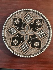 Vintage Moroccan Hand Painted Wall Plate 8 1/2”