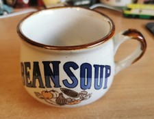 Vintage Retro 1970s Soup Mug with Handle 'BEAN SOUP'