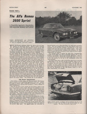 Alfa Romeo 2600 Sprint Road Test Motor Sport Magazine 1963 UK
