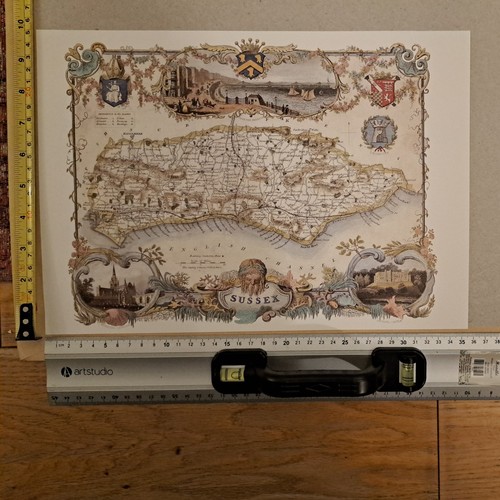 Vintage county map sussex - map, of