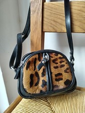 Valentina Authentic Vintage Black Leather Pony Skin Hair Leopard Print Bag Rare 