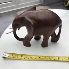 Genuine Hand Carved Wooden Wood Elephant With Tusks from Kenya Africa