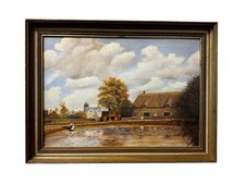 20th Century Original Signed Oil Painting  Country Scene / Duck Pond - R Wademan