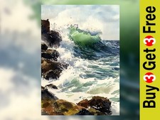 Crashing Green Wave 5"x7"