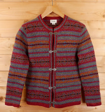Cambridge Dry Goods Norwegian Nordic Fair Isle Wool Cardigan Jumper S Red