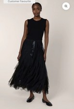 Eleven Loves  Black Iris Tulle Maxi Skirt. Size S.
