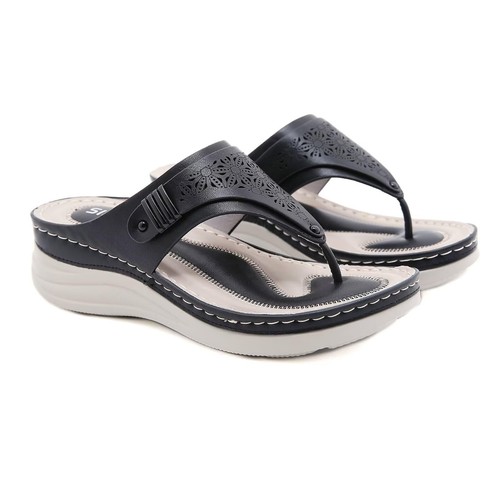 Ladies black sandals comfort - black,
