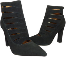 Steve Madden Designer Womens Black Suede High Heel Cut-out Bootie Uk 6 Eu 39
