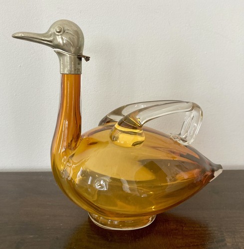 Art deco amber glass duck - deco,