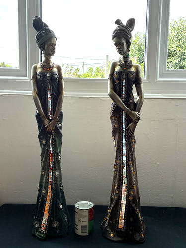 Pair tall exotic art masai - pair,