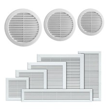 White Air Vent Grille with Screw Covers and Anti-Insect Mesh / Fly Screen