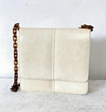 Vintage Suzy Smith Handbag 80s White Faux Leather Lucite Chain Shoulder Strap