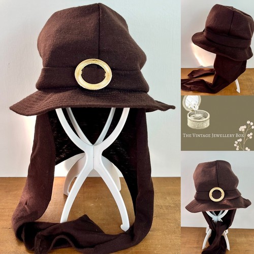 Vintage hat brown fabric - vintage,