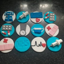 nurse  doctor medical hospital edible fondant birthday cake topper decorations 