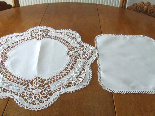 Vintage white linen - &, lace