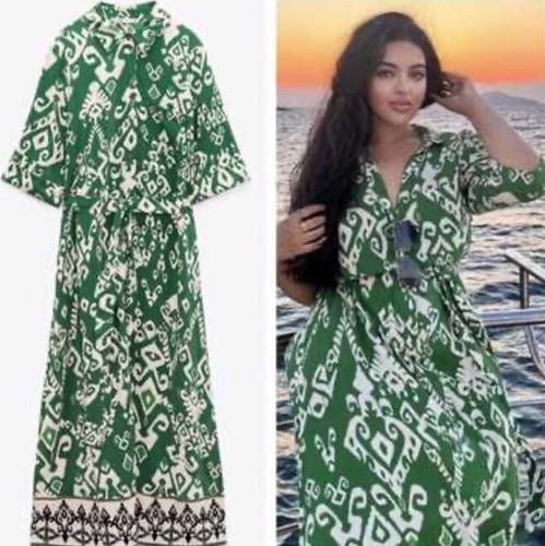 Zara dress green - dress, geometric