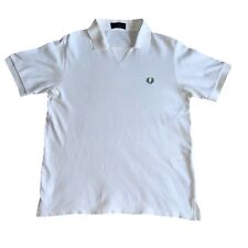 Fred Perry White Pique Polo Shirt Size 40 *in exc cond* Made in England rare M1