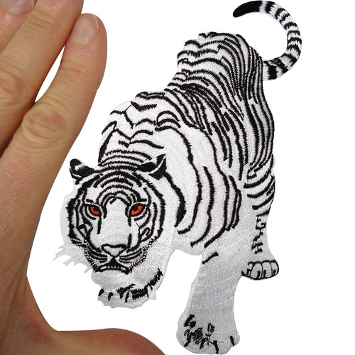White tiger iron patch sew - iron, on