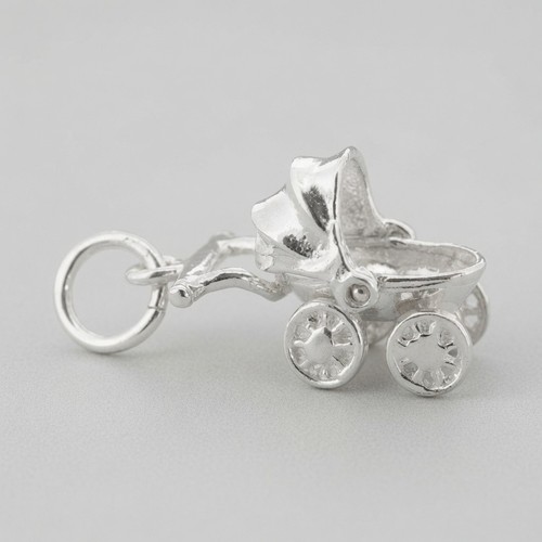 Sterling silver movable pram - movable,