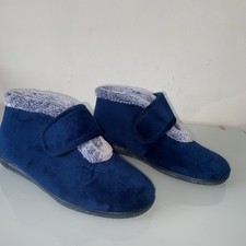 Pavers Blue Velour RIP Fastener Anti-slip BootieSlippers Size 7.5(41)