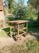Vintage Industrial Welding / Fabrication Adjustable Height Bench Table 