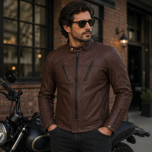 Men brown genuine - brown, lambskin