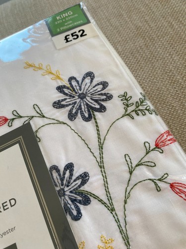 New dunelm king embroidered - new,