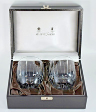 MAPPIN & WEBB CRYSTAL CUT GLASS TUMBLERS PAIR in FITTED CASE