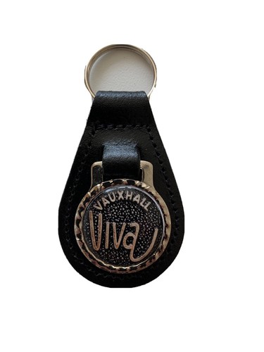 Black leather keyring fob - black,