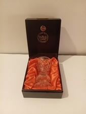 Webb Continental Hand Cut Lead Crystal Vase Boxed In Orange Inlay Czechoslovakia