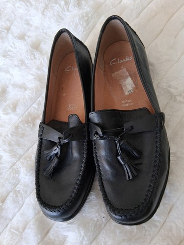 Clarks black leather tassle - clarks,