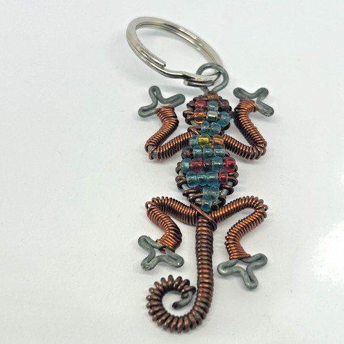Handmade beaded wire gecko - handmade,