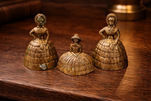 Vintage brass lady bells - lady,