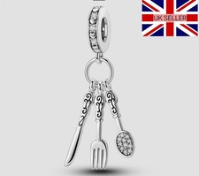 925 Silver Culinary Service Restaurant Cutlery Charm in Gift Box