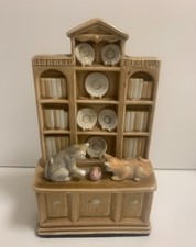 CHINA CABINET WITH 2 CATS