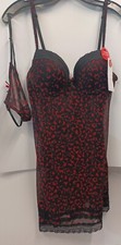 Marilyn Monroe Intimates Red/Black Leopard Chemise Teddy Women’s LARGE 