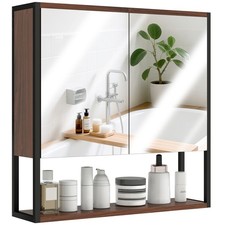 HOMCOM Industrial Bathroom Cabinet with Mirrored Doors, Refurbished