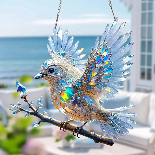 Blue acrylic bird - acrylic, hangings