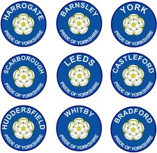 Various Yorkshire Pride TWO PACK - Car Bumper Vinyl Decal Sticker (Flag/Badge)