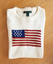 Ralph Lauren Cream Stars & Stripes Flag Jumper  size XS
