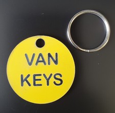 Colour Coded Laser Engraved 30mm Keyring Fob Tag Shed Garage Front Back Door