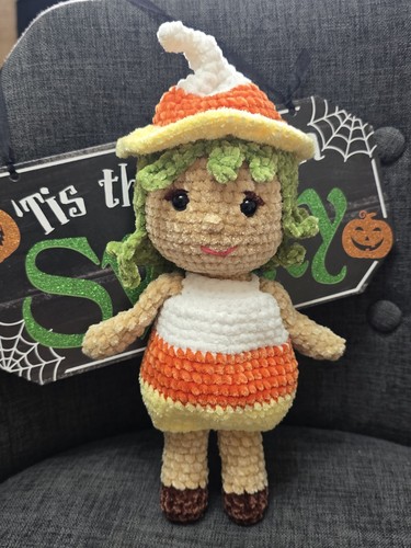 Hand crochet candy corn witch - hand,