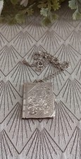 ~ Stunning ~Antique A.M Art Deco  Austrian 900 Silver Book Locket & 17" Chain