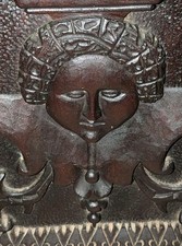 Antique Carved Hardwood Door Panel Urn Female Mask Gothic Revival reclaimed 