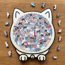 Wooden cat shaped - cat, jigsaw