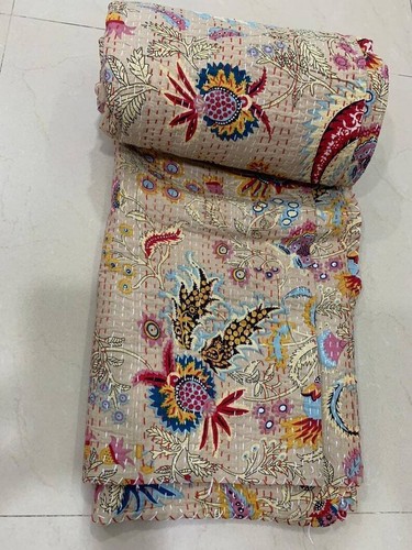 Indian kantha quilt bedspread - kantha,