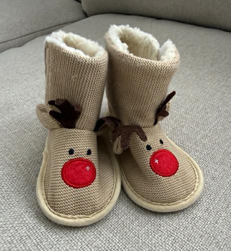 Baby reindeer christmas bootie - reindeer,