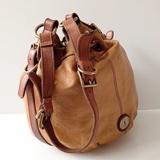 ?Fossil Rustic Real Leather Women's Bucket Shoulder Bag Mustard  35/30/20 Cm